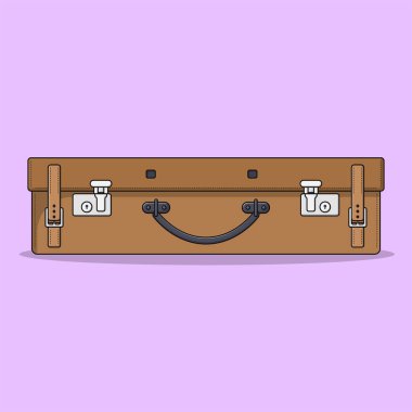 Tasarım Elemanı Tasarım Sanatı, Clip Art, Web, İniş Sayfası, Çıkartma, Banner ile Vintage Suitcase Vector Simgesi İllüstrasyonu. Düz Çizgi Film Biçimi