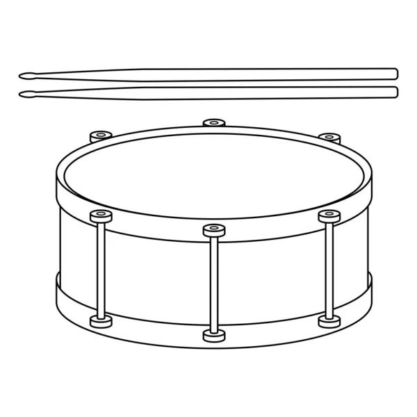 Snare Tromme Skitsere Ikon Illustration Hvid Baggrund – Stock-vektor