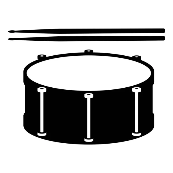 Snare Drum Silhouette Elementos Diseño Iconos Blanco Negro Sobre Fondo — Archivo Imágenes Vectoriales