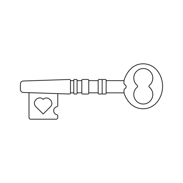 Vintage Key Outline Icon Illustration Auf Weißem Hintergrund — Stockvektor