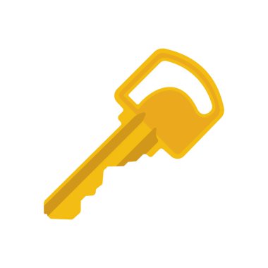 Key Flat Illustration 'da. İzole edilmiş Beyaz Arkaplanda Temiz Simge Tasarım Elemanı