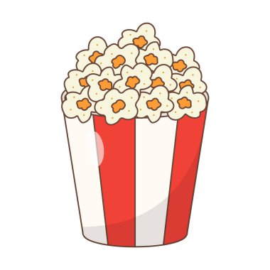 Patlamış mısır Kovası Çizimi. İzole edilmiş Beyaz Arkaplanda Temiz Simge Tasarım Elemanı