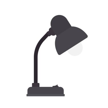 Masa Lambası Düz Çizim. İzole edilmiş Beyaz Arkaplanda Temiz Simge Tasarım Elemanı