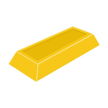 Gold Ingot Flat Illustration. İzole edilmiş Beyaz Arkaplanda Temiz Simge Tasarım Elemanı