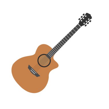 Akustik Gitar Düzlüğü Çizimi. İzole edilmiş Beyaz Arkaplanda Temiz Simge Tasarım Elemanı