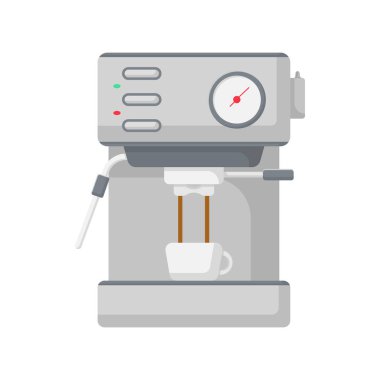 Kahve Makinesi Çizimi. İzole edilmiş Beyaz Arkaplanda Temiz Simge Tasarım Elemanı