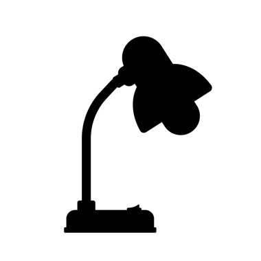 Masa lambası silueti. İzole edilmiş Beyaz Arkaplanda Siyah ve Beyaz Simge Tasarım Elementleri