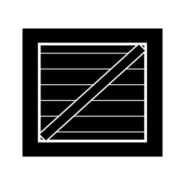 Sandık Kutusu Silueti. İzole edilmiş Beyaz Arkaplanda Siyah ve Beyaz Simge Tasarım Elementleri