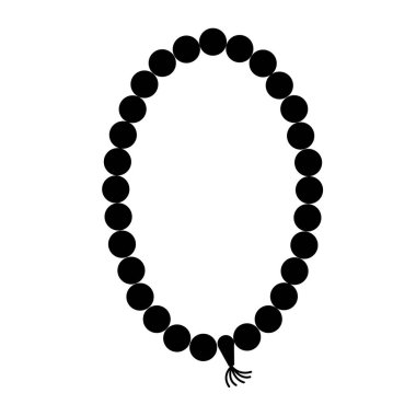 Dua boncukları silueti. İzole edilmiş Beyaz Arkaplanda Siyah ve Beyaz Simge Tasarım Elementleri