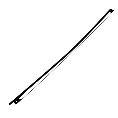 Keman Yayı Silueti. İzole edilmiş Beyaz Arkaplanda Siyah ve Beyaz Simge Tasarım Elementleri