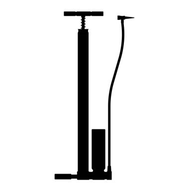 Bisiklet zemin pompası silueti. İzole edilmiş Beyaz Arkaplanda Siyah ve Beyaz Simge Tasarım Elementleri