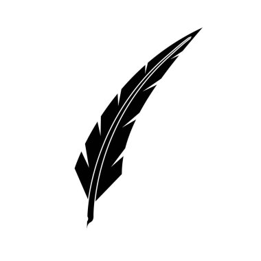 Quill Silhouette. İzole edilmiş Beyaz Arkaplanda Siyah ve Beyaz Simge Tasarım Elementleri