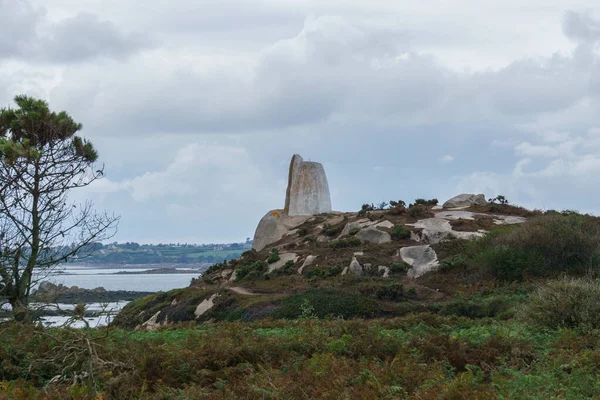 Colina Com Rocha Bizarra Miradouro Panorama Callot Ilha Callot Bretanha — Fotografia de Stock