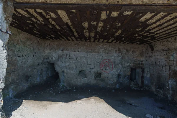 Acier Rouillé Plafond Vieux Bunker Allemand Deuxième Guerre Mondiale Sur — Photo
