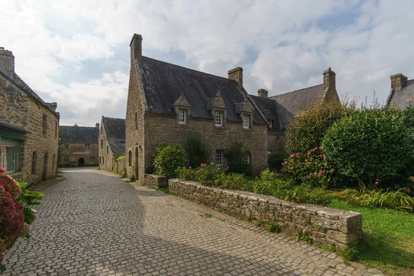 Medieval Street Cobbles Small Beautiful Village Locronan Brittany France — Stock Photo, Image
