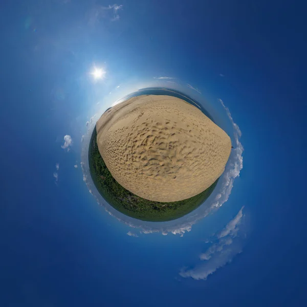 Kleine Planeet Panorama Van Zandduin Pilat Grootste Zandduin Van Europa — Stockfoto