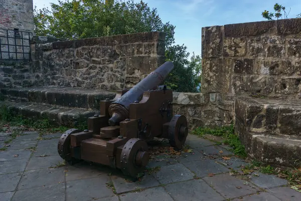 Antica Artiglieria Cannone Arma Difensiva Presso Edificio Storico Forte Castillo — Foto Stock