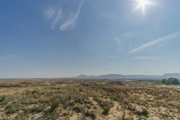 Bardenas Reales Arguedas Navarra Spanya Nın Kurak Platosunun Çöl Manzarası — Stok fotoğraf