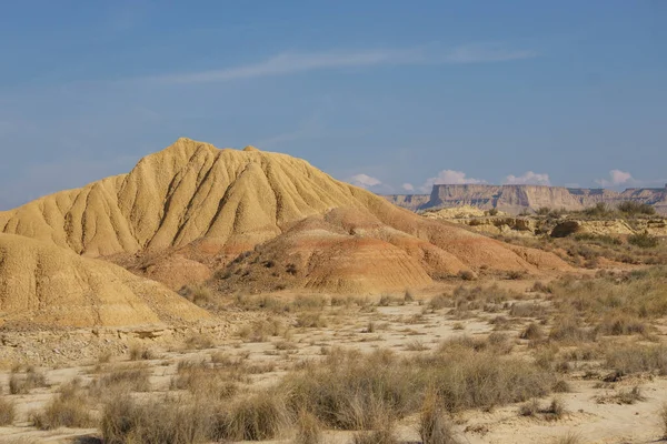Дивні Скельні Утворення Пісковика Глини Пустельному Ландшафті Посушливого Плато Барденас — стокове фото