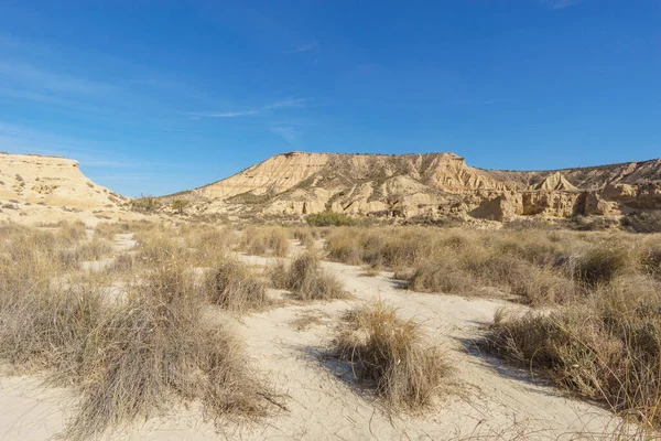 Rotsformaties Het Woestijnlandschap Van Het Dorre Plateau Van Bardenas Reales — Stockfoto