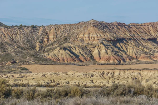 Rock Formációk Sivatagi Táj Száraz Fennsík Bardenas Reales Arguedas Navarra — Stock Fotó