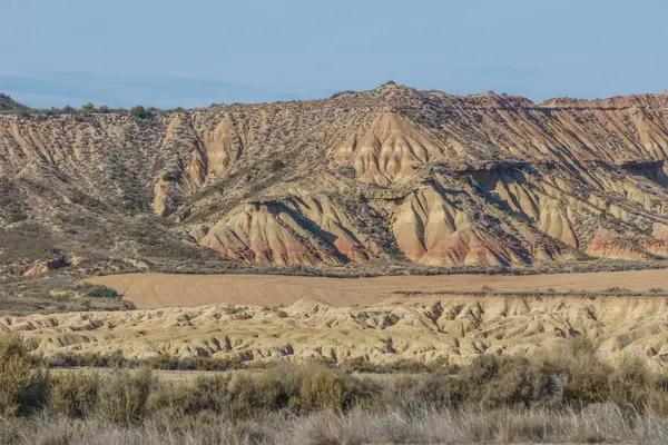 Rock Formations Desert Landscape Arid Plateau Bardenas Reales Arguedas Navarra Stock Picture