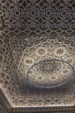 Pena Palace Park, Sintra, Lizbon, Portekiz 'deki Edla Kontesinin Yemek Odası Tavanı