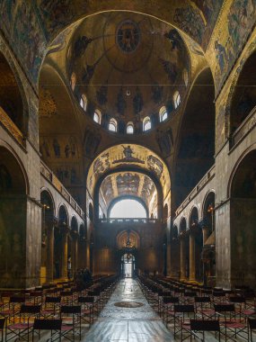 San Marco Bazilikası, Venedik, Veneto, İtalya 'da güzel mozaikli altın duvar