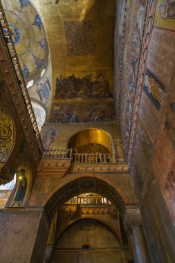 San Marco Bazilikası, Venedik, Veneto, İtalya 'da güzel mozaikli altın duvar