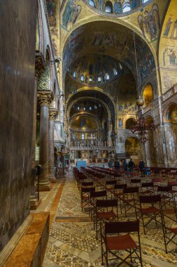 San Marco Bazilikası, Venedik, Veneto, İtalya 'da güzel mozaikli altın duvar