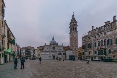 Campo Santa Maria La Formosa Meydanı Venedik, Veneto, İtalya 'daki Santa Maria Formosa Bazilikası' nın ana cephesi