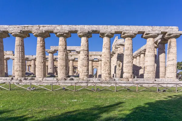 Stock image Temple of Hera at famous Paestum Archaeological UNESCO World Heritage Site, Province of Salerno, Campania, Italy