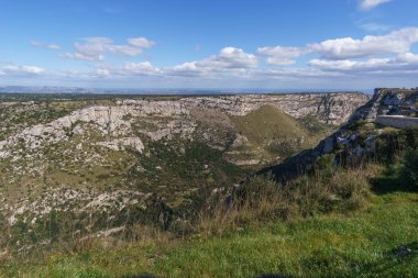 Oriented Nature Reserve Cavagrande del Cassibile, Syracuse, Sicilya, İtalya 'da güzel bir kanyon.