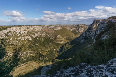 Oriented Nature Reserve Cavagrande del Cassibile, Syracuse, Sicilya, İtalya 'da güzel bir kanyon.