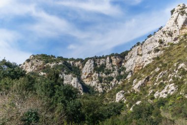 Oriented Nature Reserve Cavagrande del Cassibile 'deki güzel kanyon, Syracuse, İtalya.