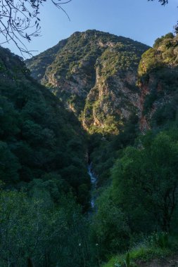 Beautiful valley with river of Neda with waterfalls in the rural countryside, Phigalia, Peloponnese, Greece clipart