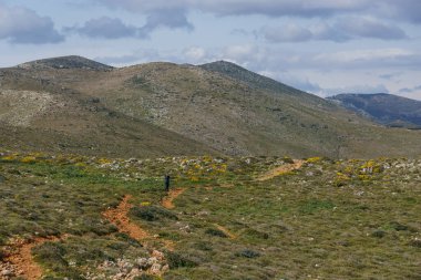 Cape Tainaron, Mani, Moreloponnese, Yunanistan, Peninsula Mani 'de yürüyüş.