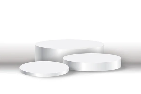 Bianco Podio Display Bianco Bianco Con Sfondo Illuminazione — Vettoriale Stock