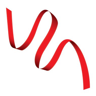 Kırmızı kurdele beyaz arkaplanda izole bir şekilde yuvarlandı.