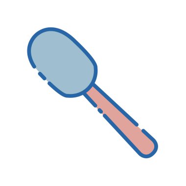 Koyu mavi kaşık gövdeli ve kahverengi saplı.