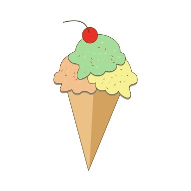 Dondurma külahı 3 kepçe, üstüne de kiraz.