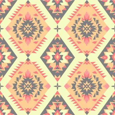 Geometrik tarzda soyut kumaş ve kusursuz desen. Amerikan kabilesi tarzı.