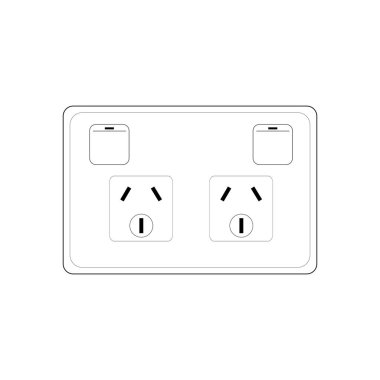 Elektrik prizi çift prizi tip I ile anahtar, Taslak biçimli Vektör illüstrasyonu