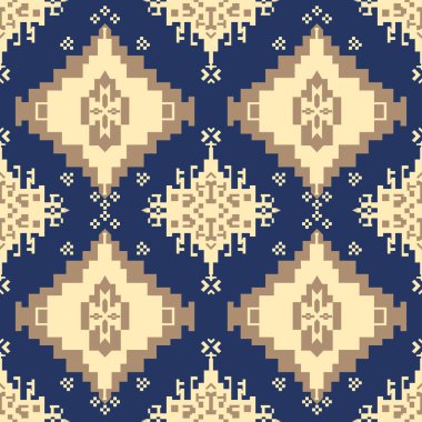 Etnik geometrik kumaş deseni çapraz ilmek retro rengi, desen elbise eşarbı süsleme halısı, vektör çizimi