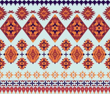 Amerikan kızılderili kabilesi tarzı, soyut kumaş kusursuz desen geometrik tarzda. Kış Tonu renkleri