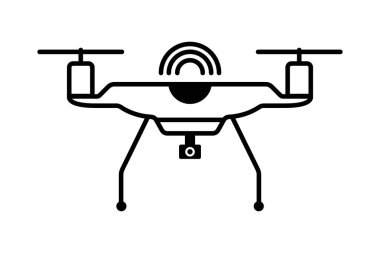 Quadcopter drone ana hatları simgesi, Vektör illüstrasyonu