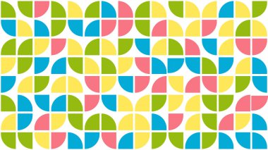 Çeyrek Çember Biçimli Bauhaus geometrik deseni Paskalya rengi, vektör illüstrasyonu