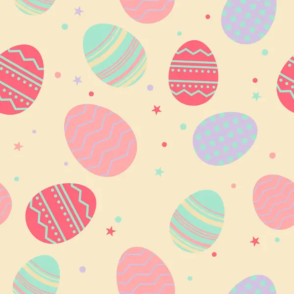 Paskalya yumurtaları kusursuz desenli pastel renkli minimalist tarzda, Vektör illüstrasyonlu