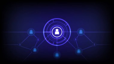 Kullanıcı simgesi ile soyut Dijital İnternet İletişim Ağı bağlantısı. Vektör İllüstrasyonu