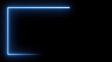 Lazer Neon parlayan çerçeve arkaplanı Mavi Renk, döngü hareketi animasyonu, siyah renk arkaplanı üzerinde izole